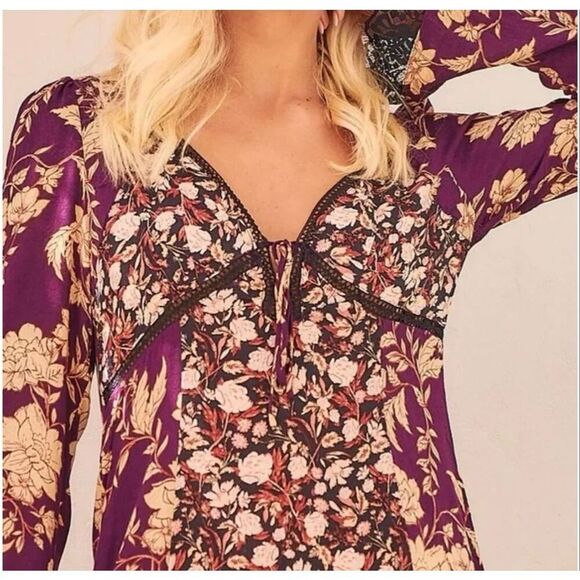 Free People | Odette Floral Long Sleeve Tunic size m - Picture 10 of 10